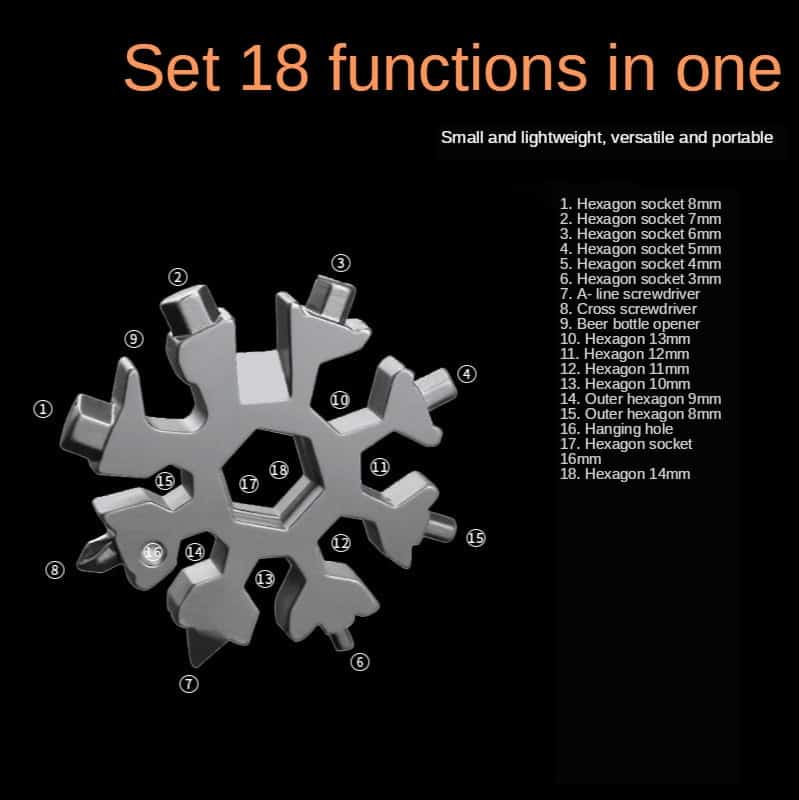 18-in-1 Stainless Steel Snowflakes Multi-Tool - Cartnoova