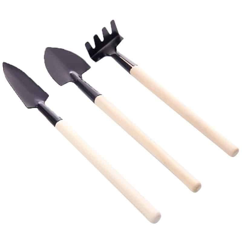 3-Piece Mini Wood and Metal Gardening Tool Set - Cartnoova