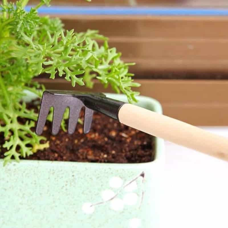 3-Piece Mini Wood and Metal Gardening Tool Set - Cartnoova