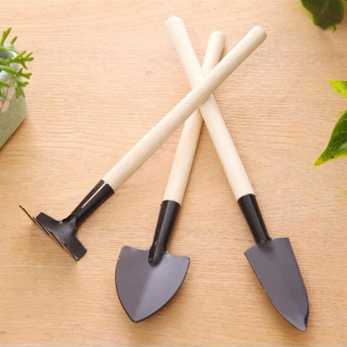 3-Piece Mini Wood and Metal Gardening Tool Set - Cartnoova