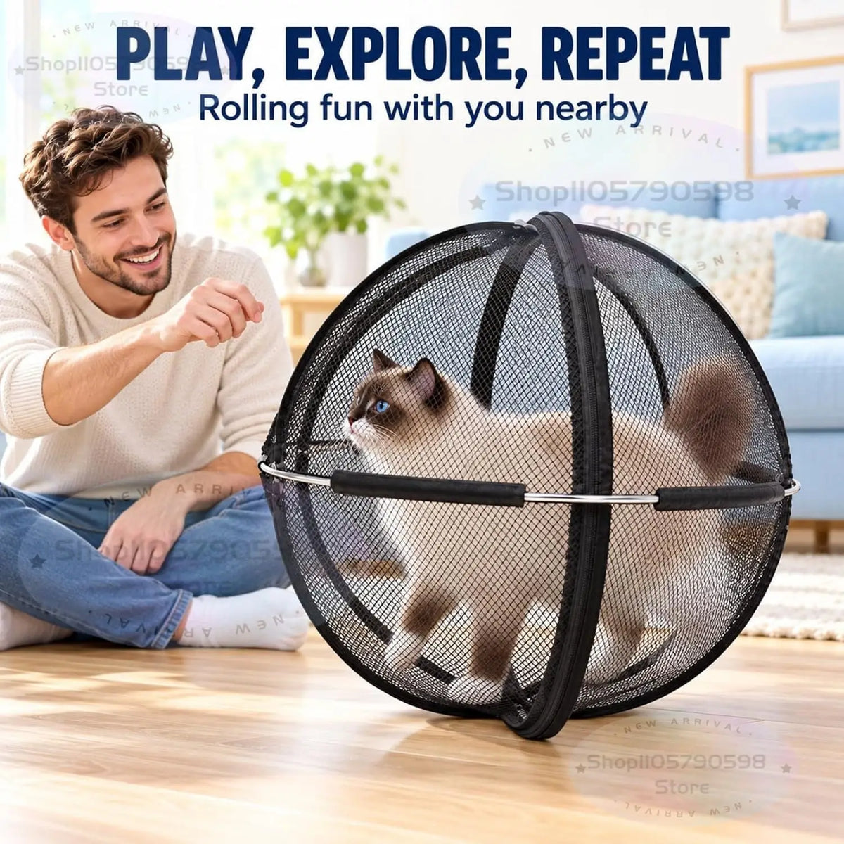 Title: PurrSphere™ 360° Pop-Up Cat Playpen