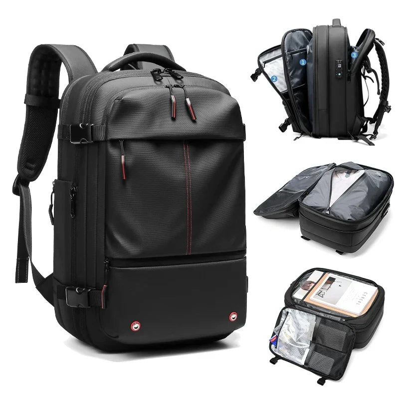 PackFlex travel backpack storage and compression features