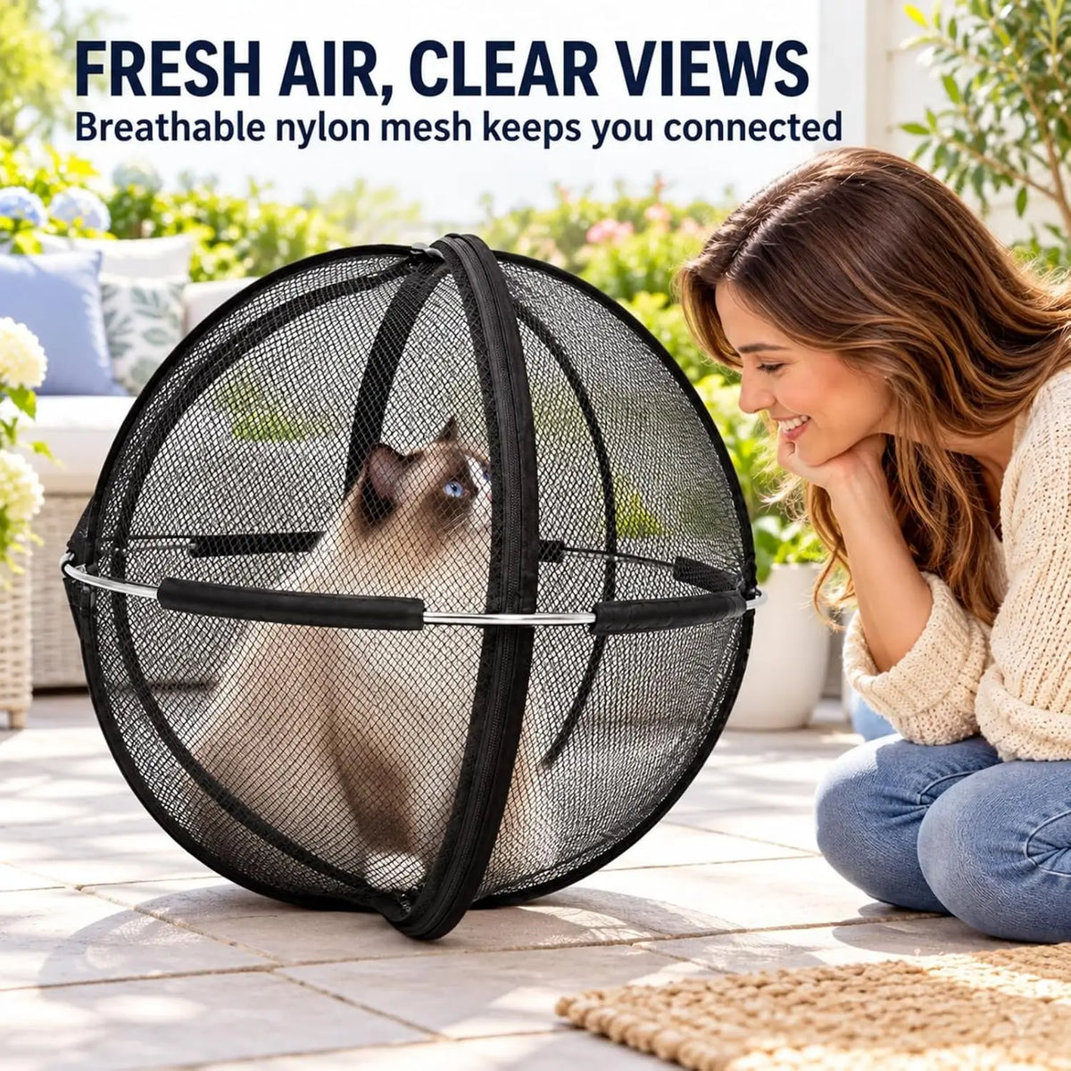 Title: PurrSphere™ 360° Pop-Up Cat Playpen