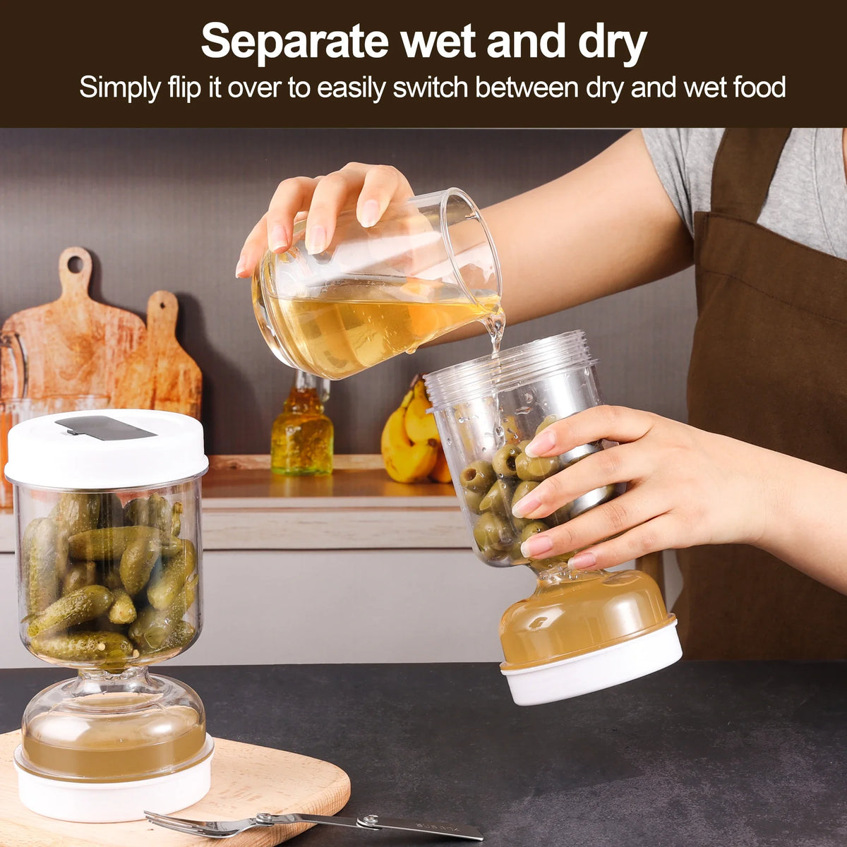 Flip & Drain™ Pickle Strainer Jar – 34oz