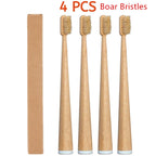 Cartnoova Boar Bristle Bamboo Toothbrushes – 4 Pack [Full Set]