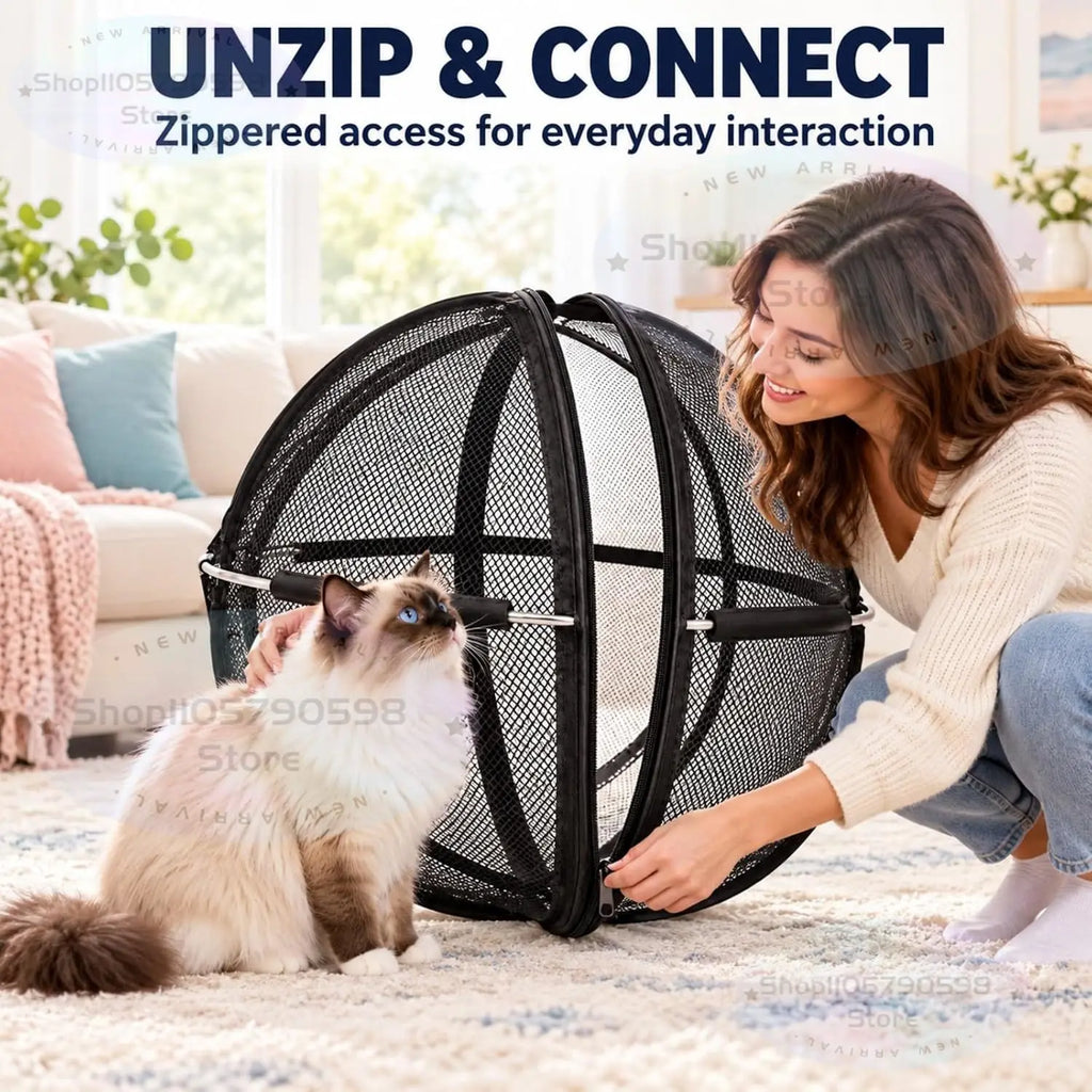 Title: PurrSphere™ 360° Pop-Up Cat Playpen