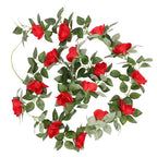 Faux Silk Rose Flower Ivy Vine Garland - Cartnoova