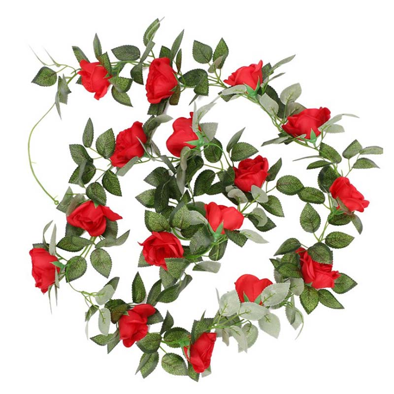 Faux Silk Rose Flower Ivy Vine Garland - Cartnoova