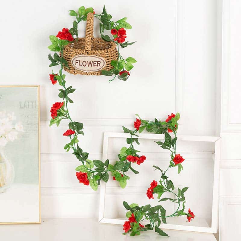 Faux Silk Rose Flower Ivy Vine Garland - Cartnoova