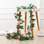 Faux Silk Rose Flower Ivy Vine Garland - Cartnoova