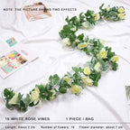 Faux Silk Rose Flower Ivy Vine Garland - Cartnoova