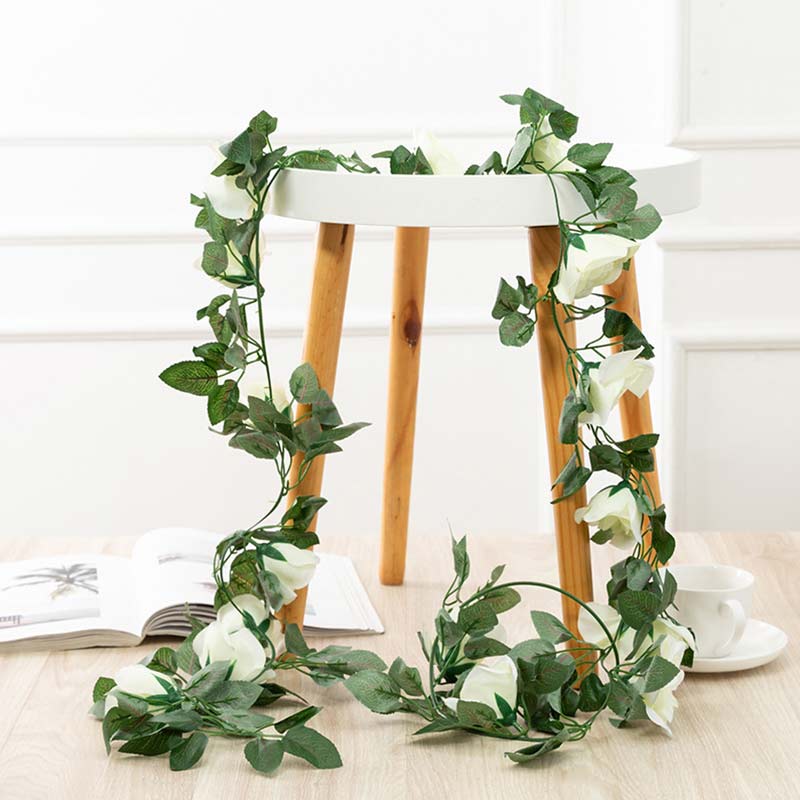 Faux Silk Rose Flower Ivy Vine Garland - Cartnoova