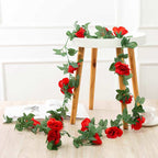 Faux Silk Rose Flower Ivy Vine Garland - Cartnoova