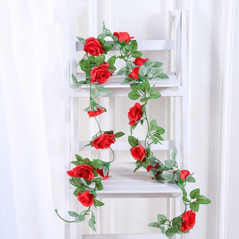Faux Silk Rose Flower Ivy Vine Garland - Cartnoova