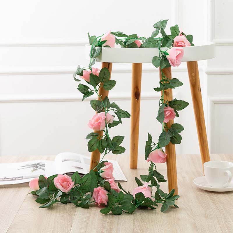 Faux Silk Rose Flower Ivy Vine Garland - Cartnoova