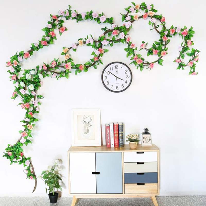 Faux Silk Rose Flower Ivy Vine Garland - Cartnoova