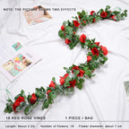 Faux Silk Rose Flower Ivy Vine Garland - Cartnoova