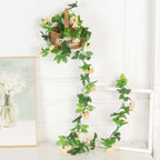 Faux Silk Rose Flower Ivy Vine Garland - Cartnoova