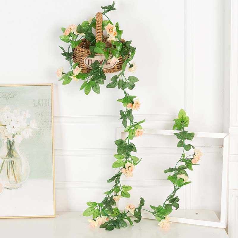 Faux Silk Rose Flower Ivy Vine Garland - Cartnoova