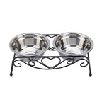 Iron Heart Stainless Steel Pet Bowls and Stand - Cartnoova