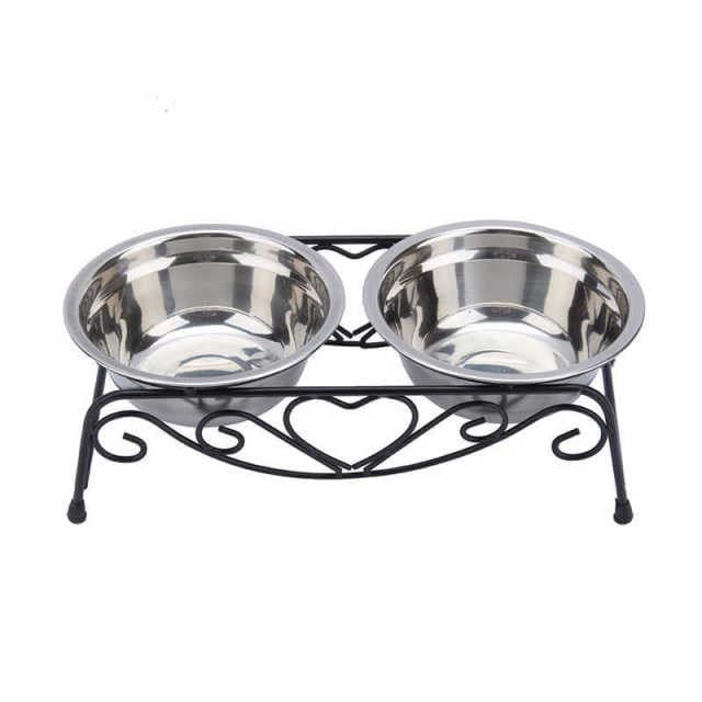 Iron Heart Stainless Steel Pet Bowls and Stand - Cartnoova