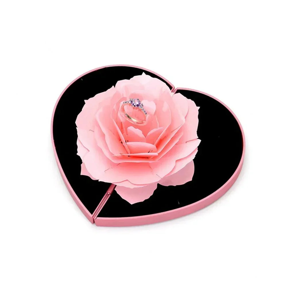 LoveNest™ - 3D Heart Shape Rose Flower Ring Box - Cartnoova