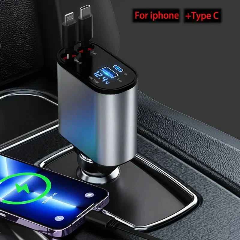 RapidLink™ - 100W 4 IN 1 Retractable Car Charger - Cartnoova