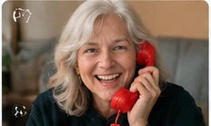 Lifestyle image of older adult using RetroCall handset at home