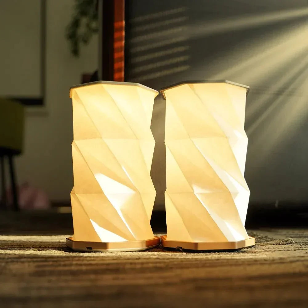RetroGlow™ - Vintage Wooden Folding Paper USB Rechargeable Lantern - Cartnoova