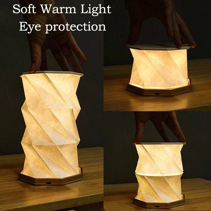 RetroGlow™ - Vintage Wooden Folding Paper USB Rechargeable Lantern - Cartnoova