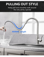 Smart Stainless Steel Sensor Kitchen Faucet [With Pull Out & Spray Head] - Cartnoova