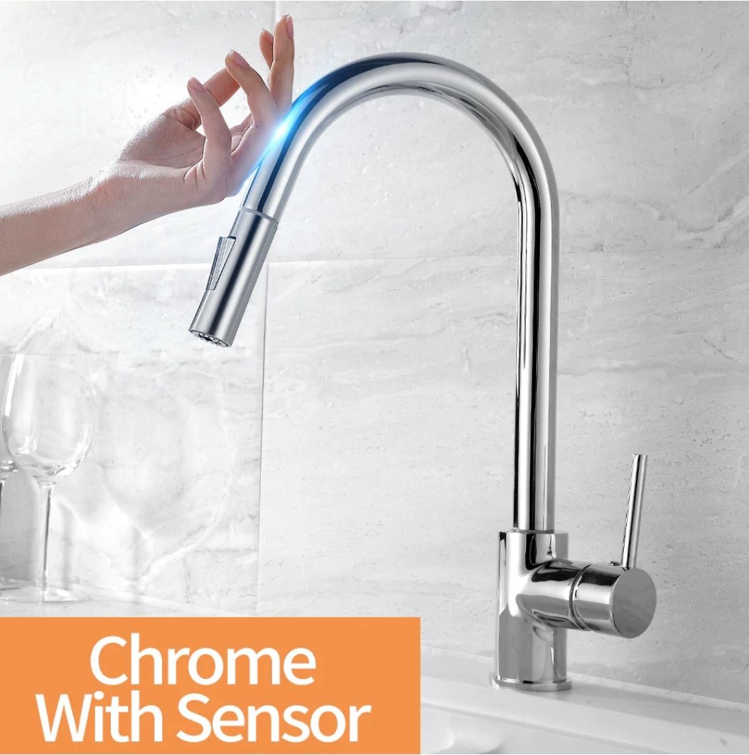 Smart Stainless Steel Sensor Kitchen Faucet [With Pull Out & Spray Head] - Cartnoova