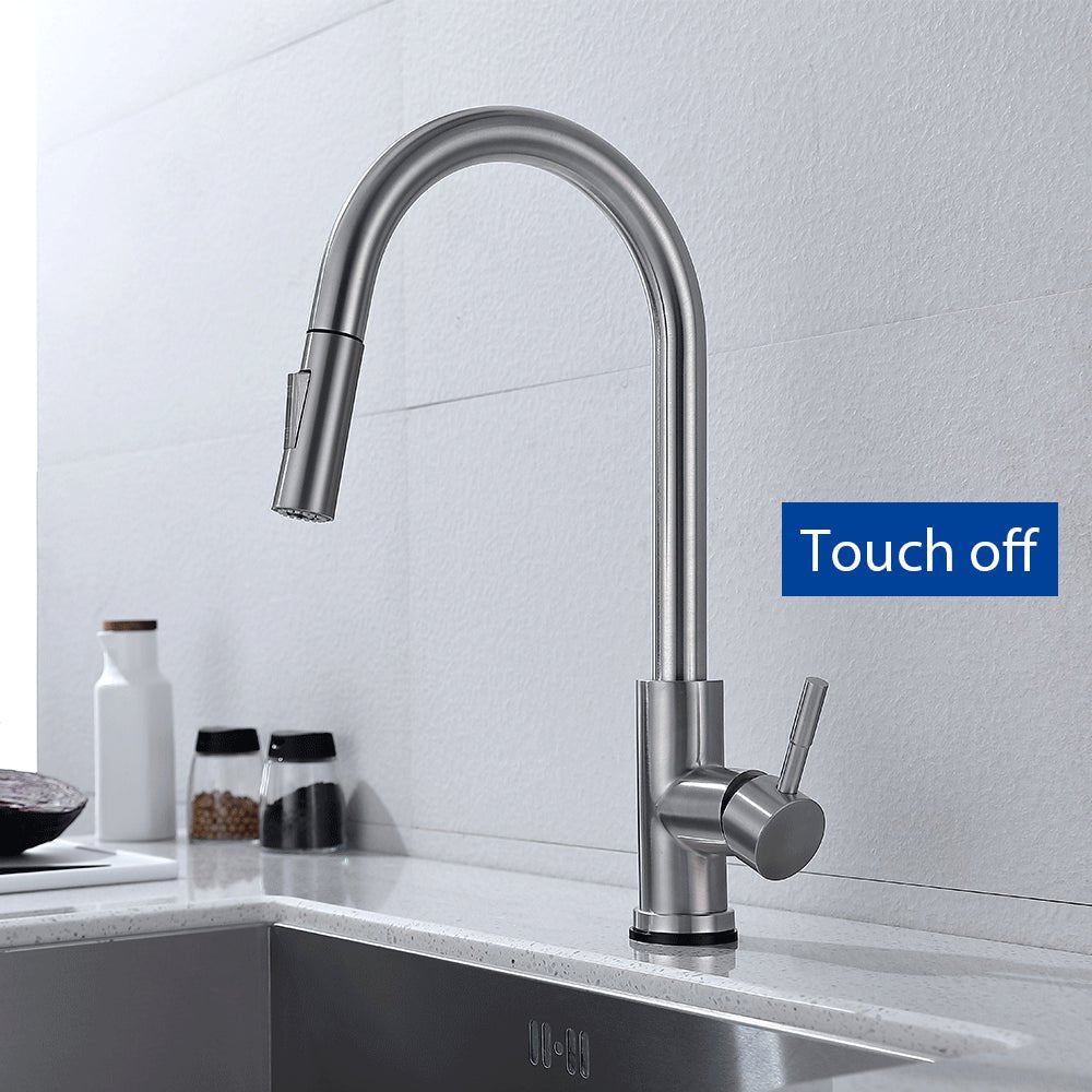 Smart Stainless Steel Sensor Kitchen Faucet [With Pull Out & Spray Head] - Cartnoova
