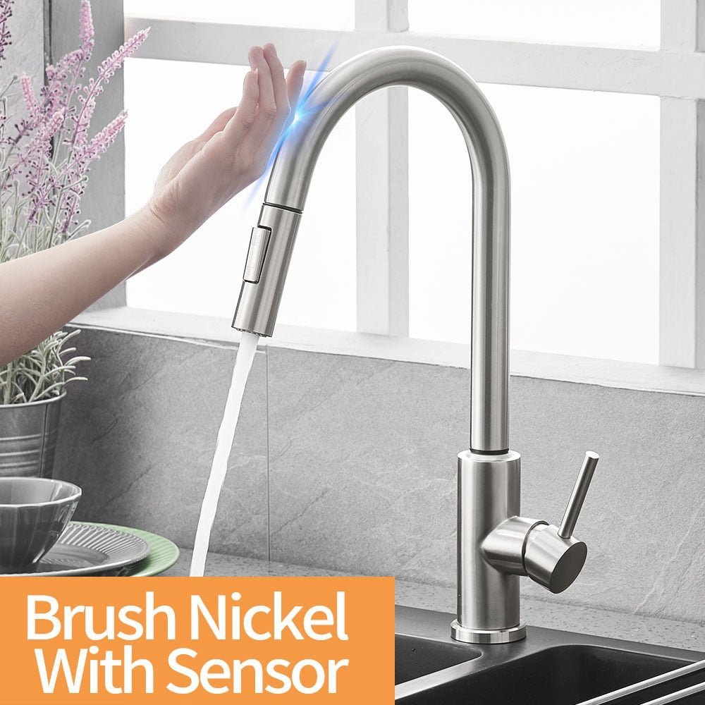 Smart Stainless Steel Sensor Kitchen Faucet [With Pull Out & Spray Head] - Cartnoova