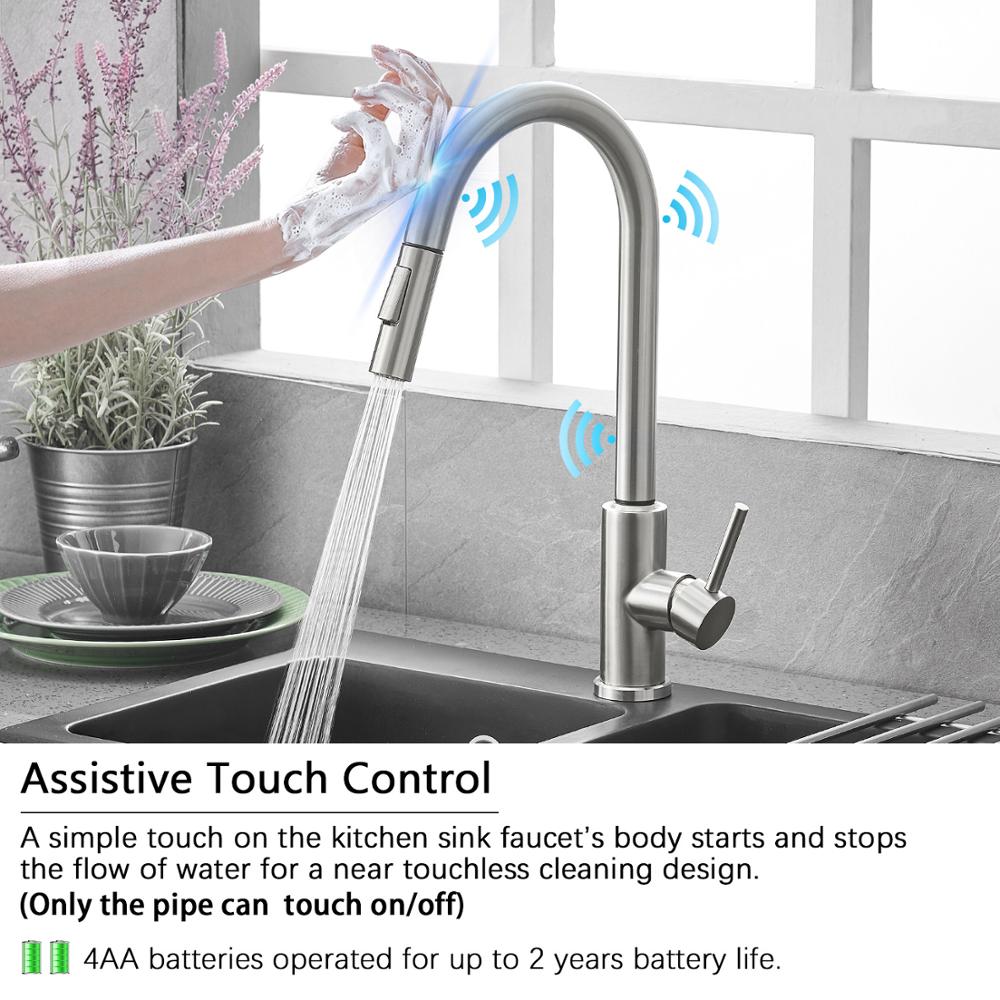 Smart Stainless Steel Sensor Kitchen Faucet [With Pull Out & Spray Head] - Cartnoova