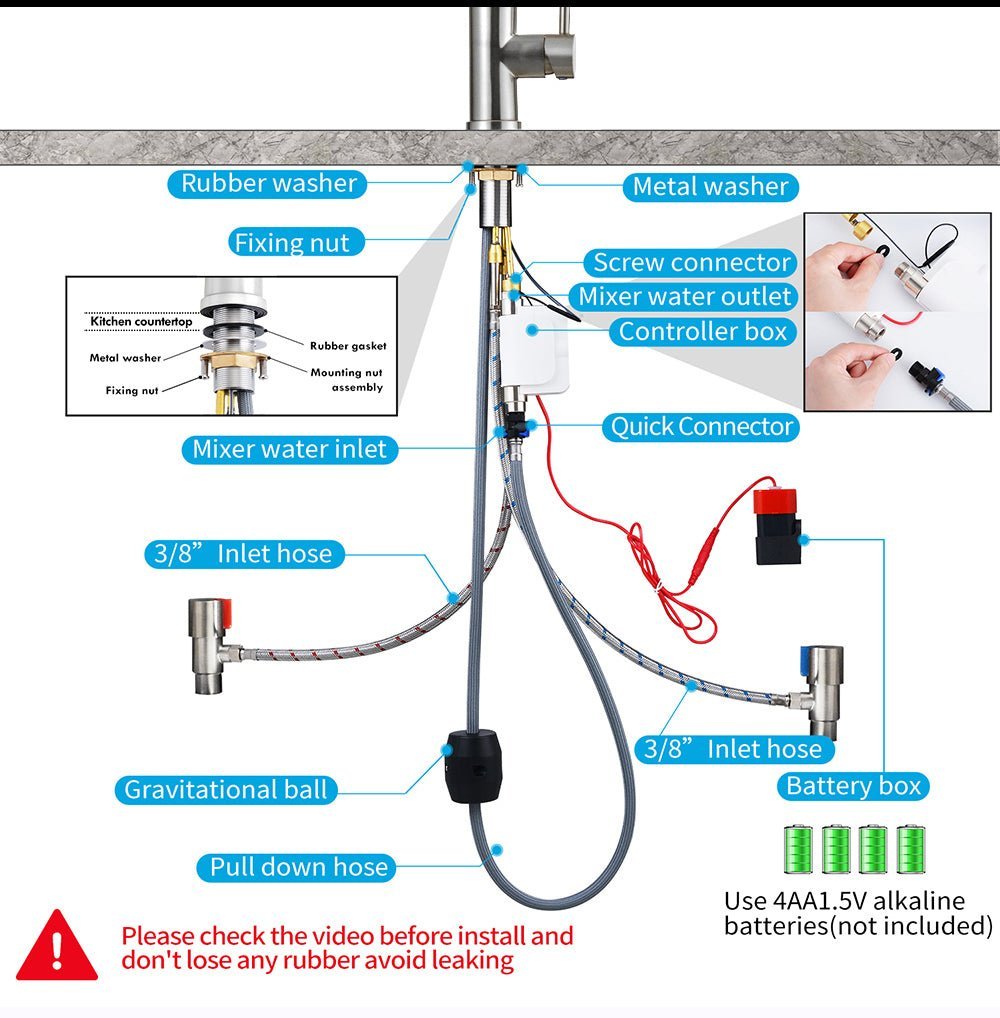 Smart Stainless Steel Sensor Kitchen Faucet [With Pull Out & Spray Head] - Cartnoova