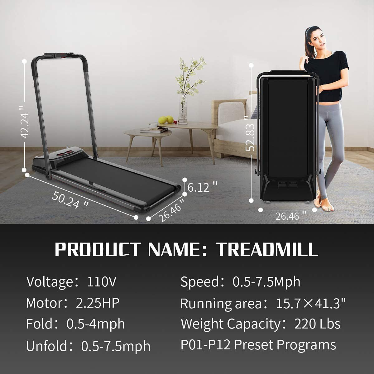 UnderDesk ™ - Home Foldable Portable Smart Treadmill - Cartnoova